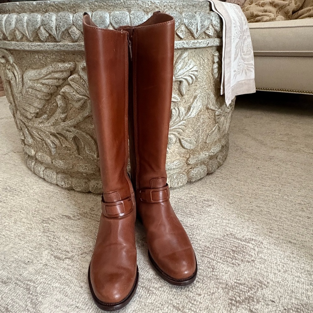 Tory Burch Colton Riding Boot in Almond Brown Galleon Leather Knee-High size 9